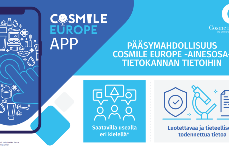 COSMILE Europe -mobiilisovelluksella helposti tietoa kosmetiikan ainesosista